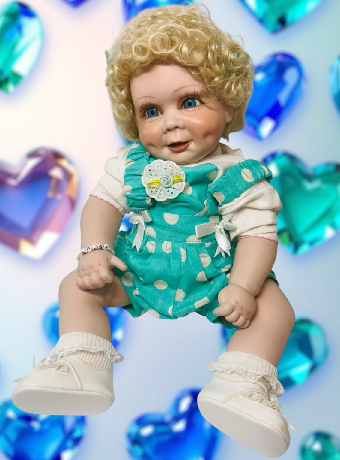 1988 Original Porcelain Doll Diasy ~Curly Blonde Hair ~ LifeLike ~ World Gallery
