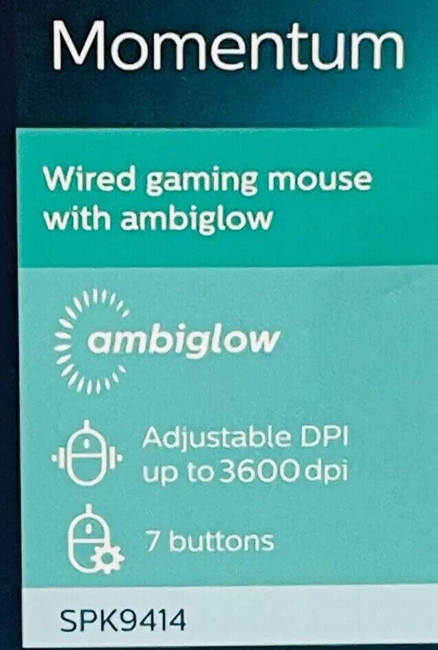 Gaming Mouse Momentum by  Phillips Wired Adjustable DPI -Up-to 3600DPI