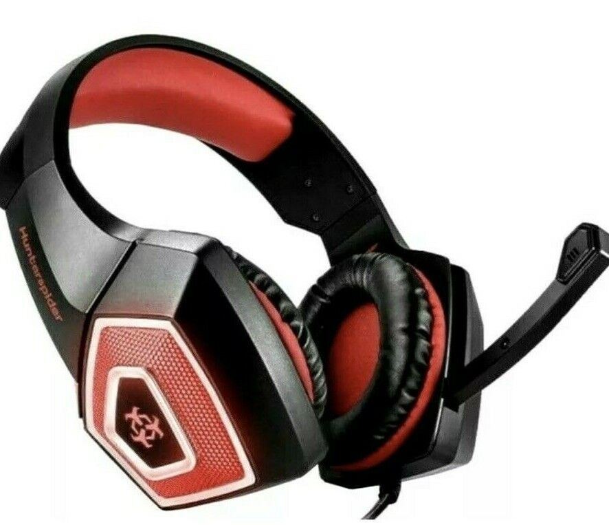 PRO GAMING HEADPHONES RGB 3.5mm 4Pin-V-1, w/Backlight HUNTERSPIDER - RED