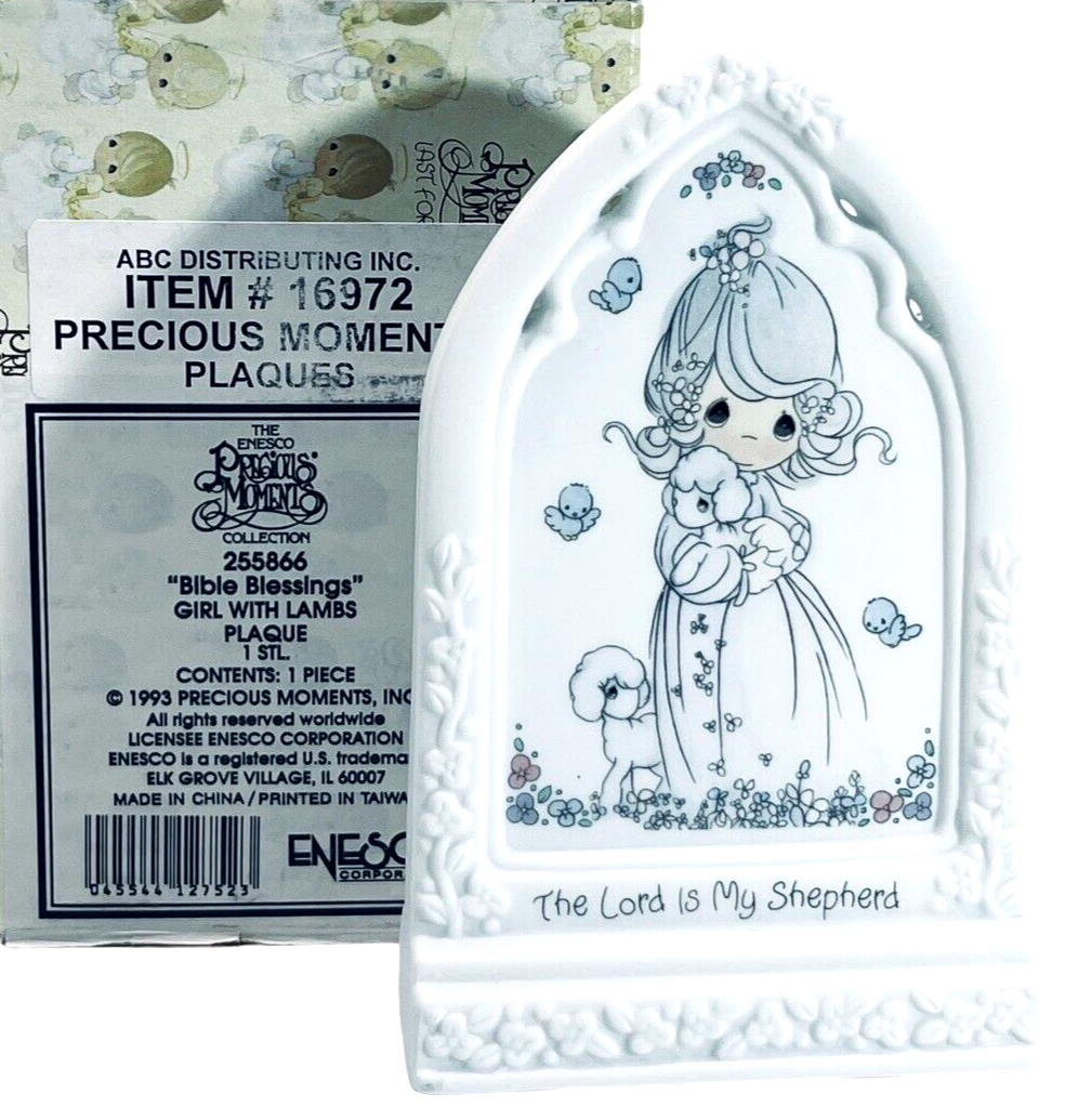 Precious Moments GIRL WITH LAMBS PLAQUE 1993 Enesco - 255866