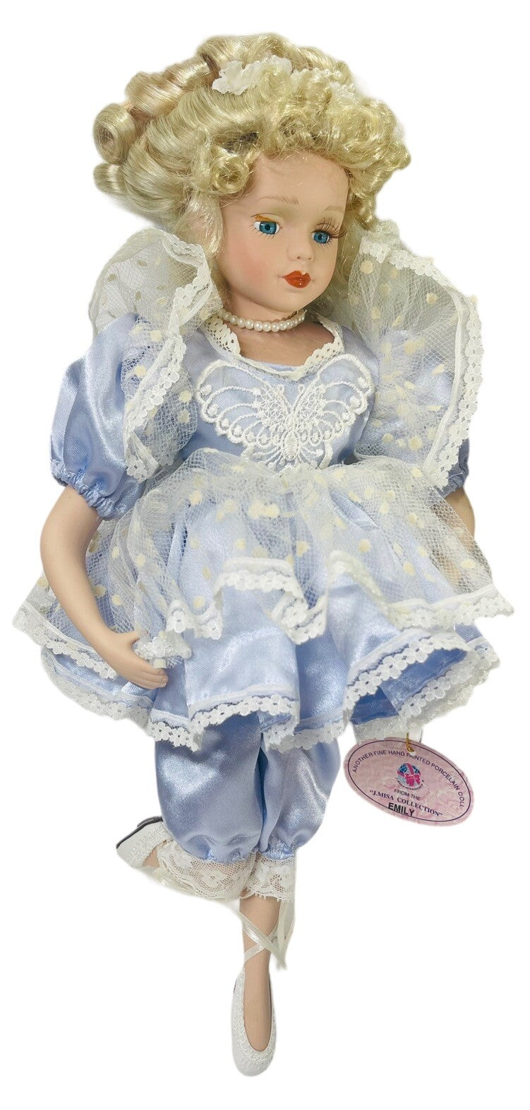 J.MISA COLLECTION PORCELAIN 18'' BALLERINA DOLL EMILY ~ SATIN BLUE OUTFIT.
