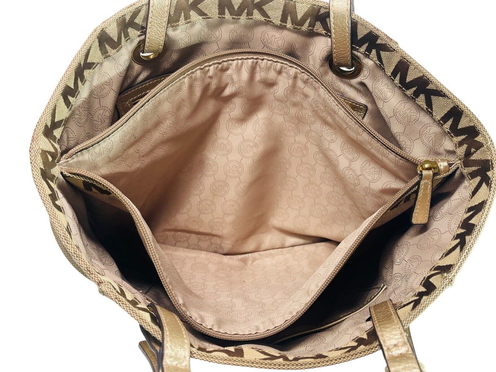 Signature Gilly Tote Leather Strap Gold Studs Designer MK w/Dustbag Michael Kors
