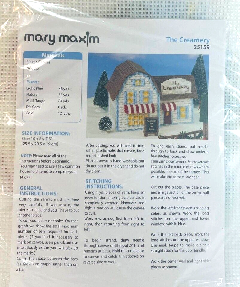 Cross Needle Stitch Plastic Canvas Kit "The Creamery" No. 25159 MARY MAXIM