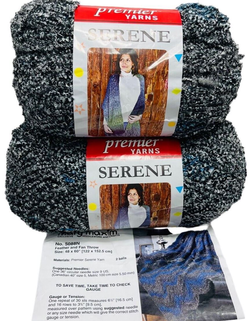 PREMIER SERENE YARN 90% ACRYLIC-10% POLYAMIDE~MARY MAXIM~LOT OF 2.