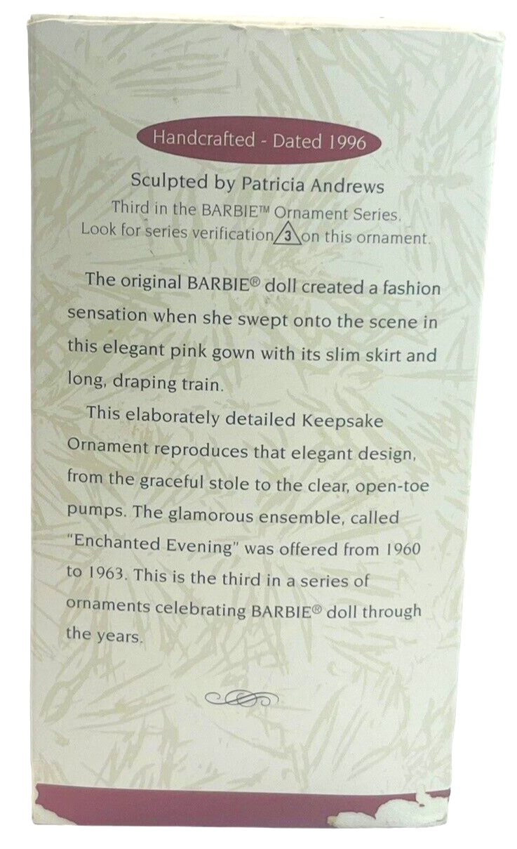 1996 Hallmark Featuring the Enchanted Evening Barbie Doll Keepsake Ornament