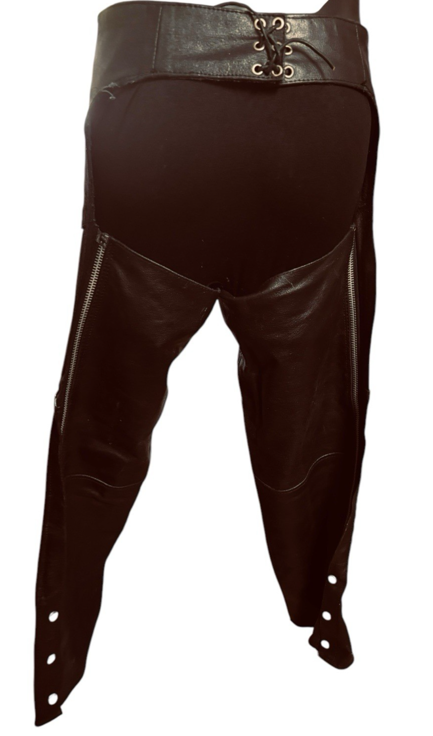 BARNEY'S Genuine Leather Motorcycle Chaps Men Size: M
