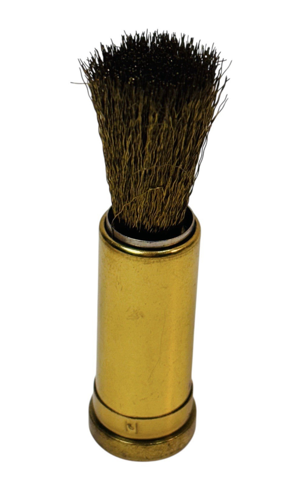 Vintage BRASS WIRE BRUSH, SUEDE CLEANING TOOL LIPSTICK STYLE CASE, w/Rhinestones