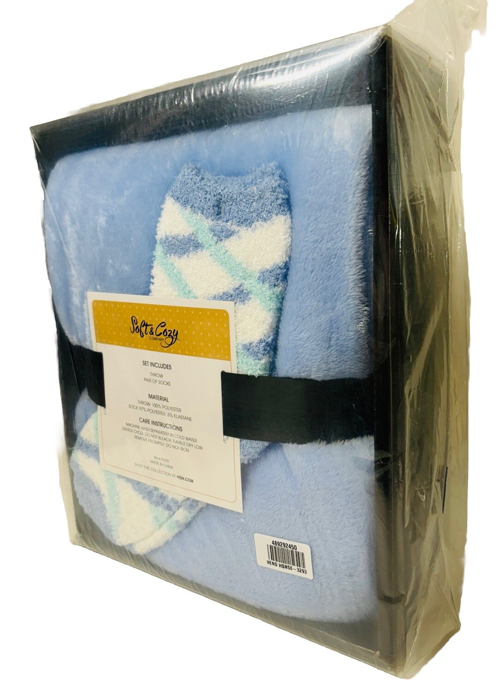 Soft & Cozy Company Throw Blanket & Pair of Socks SKY BLUE Brand New in Package!