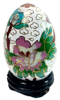 Vintage Hand Painted Floral Egg w/Original Stand "MINT".