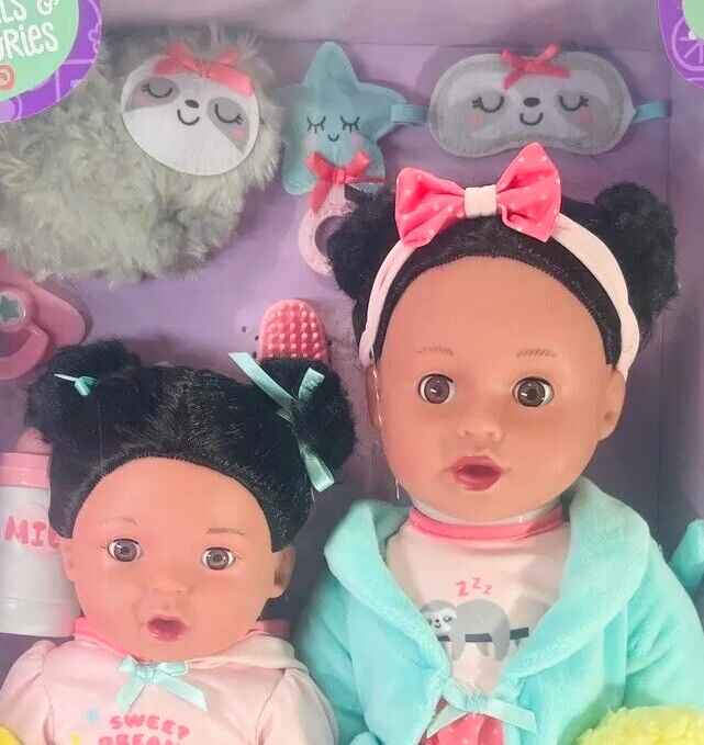 NEW Vinyl Dolls Pajama Party Sisters 13" & 16" (16 Accessories) Member's Mark