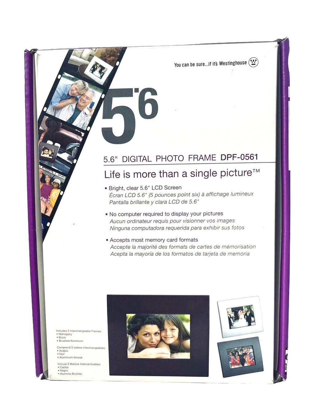 LCD 5’6 Digital Photo Frame DPF-0561 2-Frames Mahogany & Black - Westinghouse