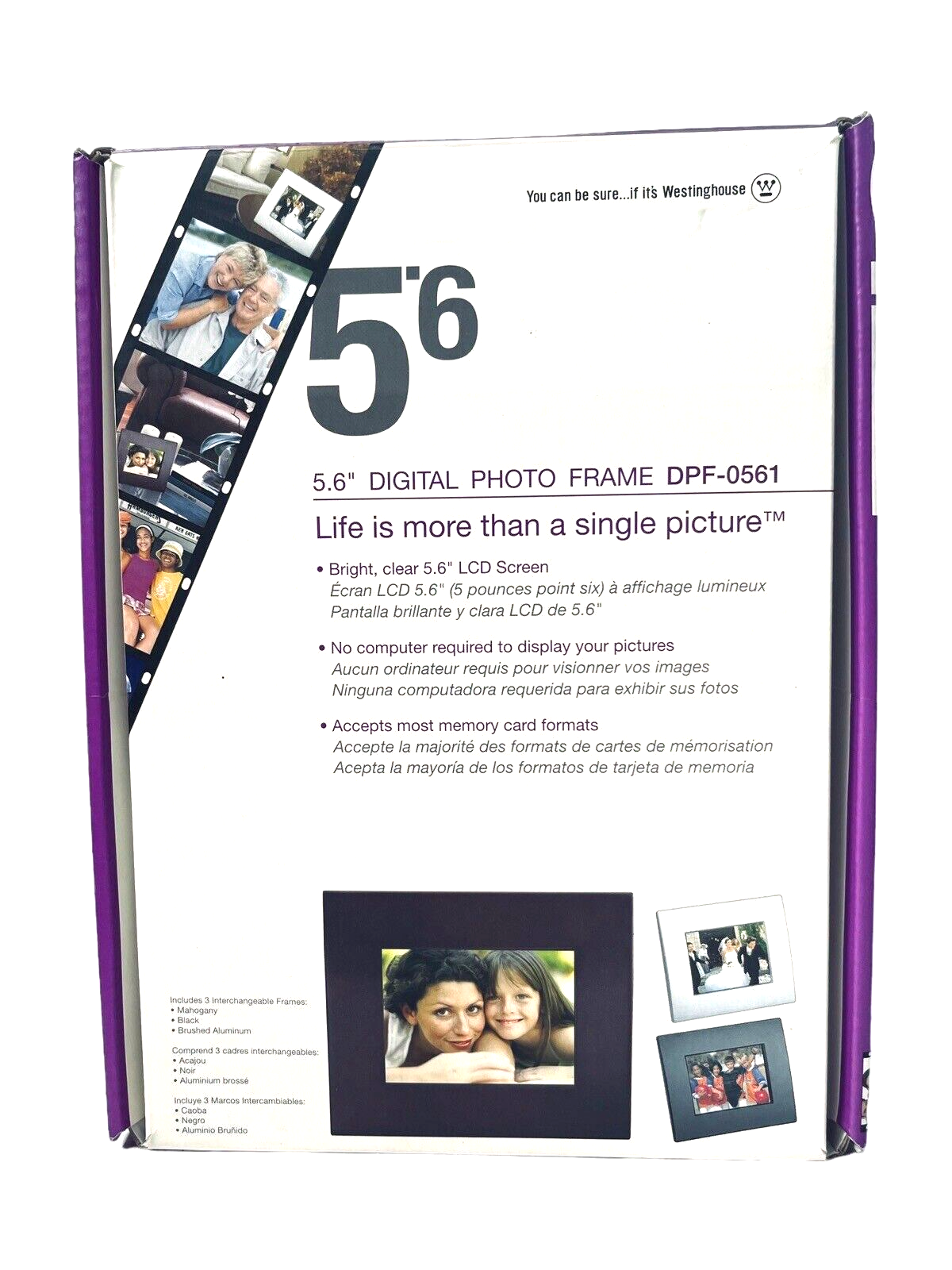 LCD 5’6 Digital Photo Frame DPF-0561 2-Frames Mahogany & Black - Westinghouse