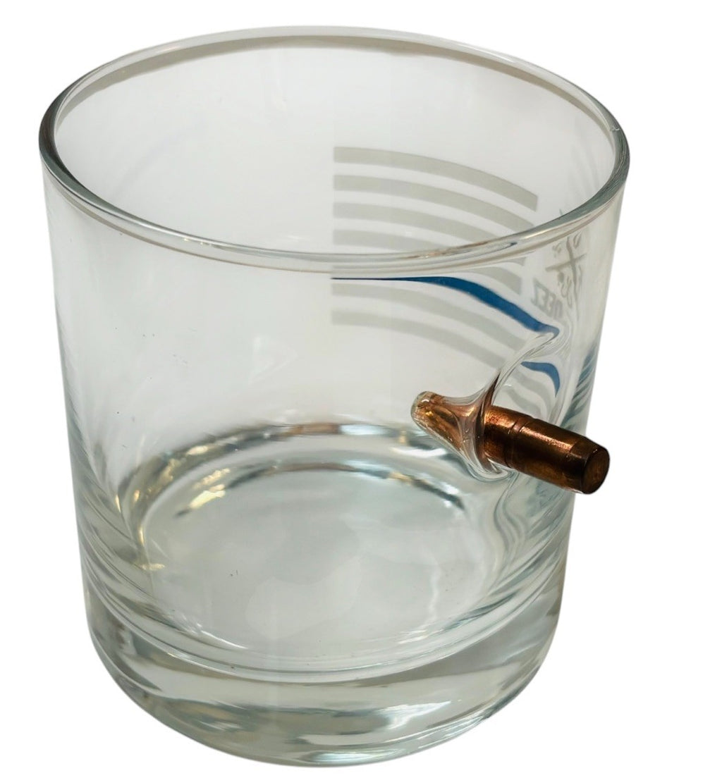 Thin Blue Line Rock Glass w/CNC'd Copper Bullet (Lead/Gunpowder Free) Seek Deek.