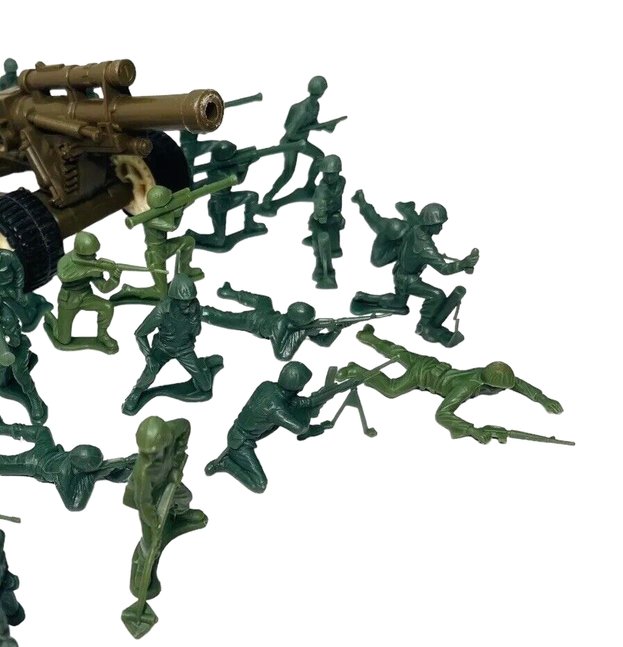 Vintage Tim-Mee Toy Soldiers Green Army Men 60mm Plastic ~ MIX Lot Of 28.