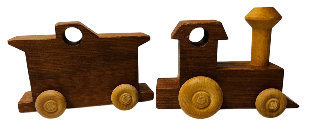 4 Piece- Wooden Train Locomotive Set Beautiful Vintage Handmade Train Set