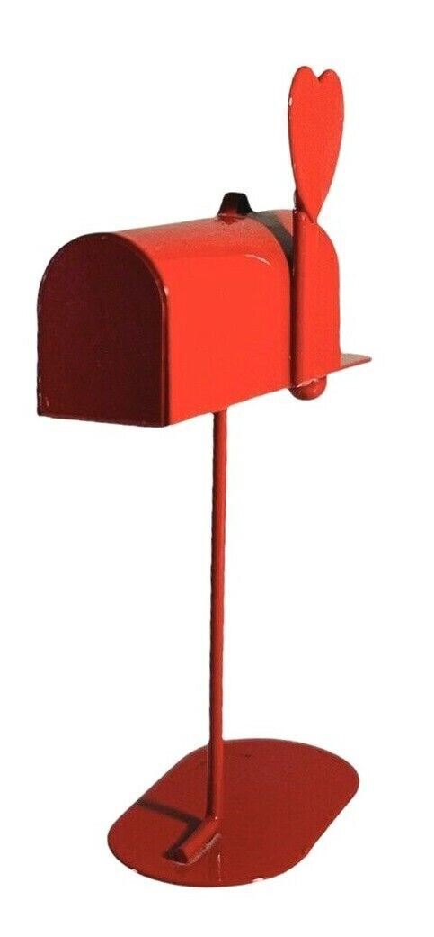 LOT of  4 METAL DOLLHOUSE SIZE Red Mailbox/Fire Hydrant/Lantern/Sewing Machine
