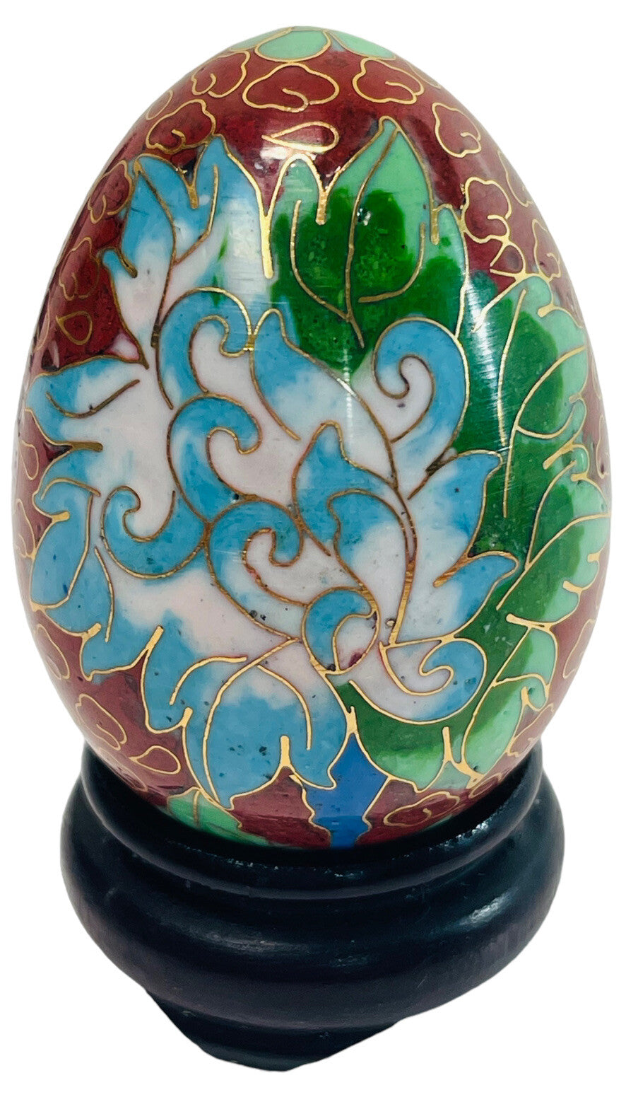 Vintage Hand Painted Floral Pattern Egg with Stand
