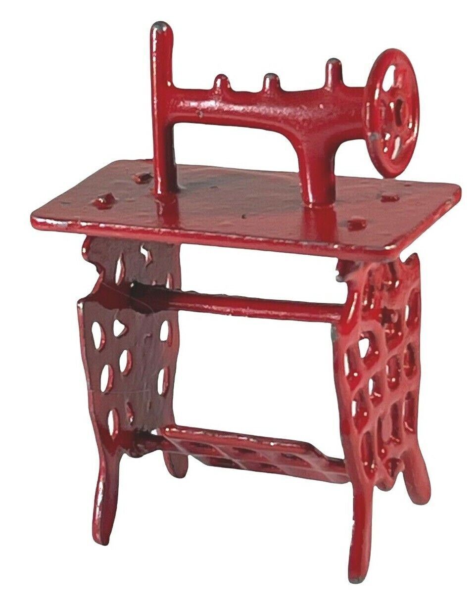 LOT of  4 METAL DOLLHOUSE SIZE Red Mailbox/Fire Hydrant/Lantern/Sewing Machine