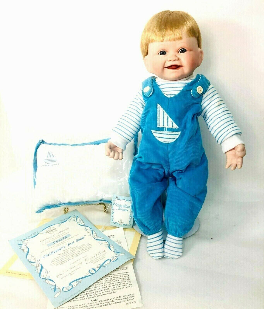 EDWIN KNOWLES 1991 PORCELAIN DOLL CHRISTOPHER’S FRIST SMILE~AUTHENTICITY #2533TB