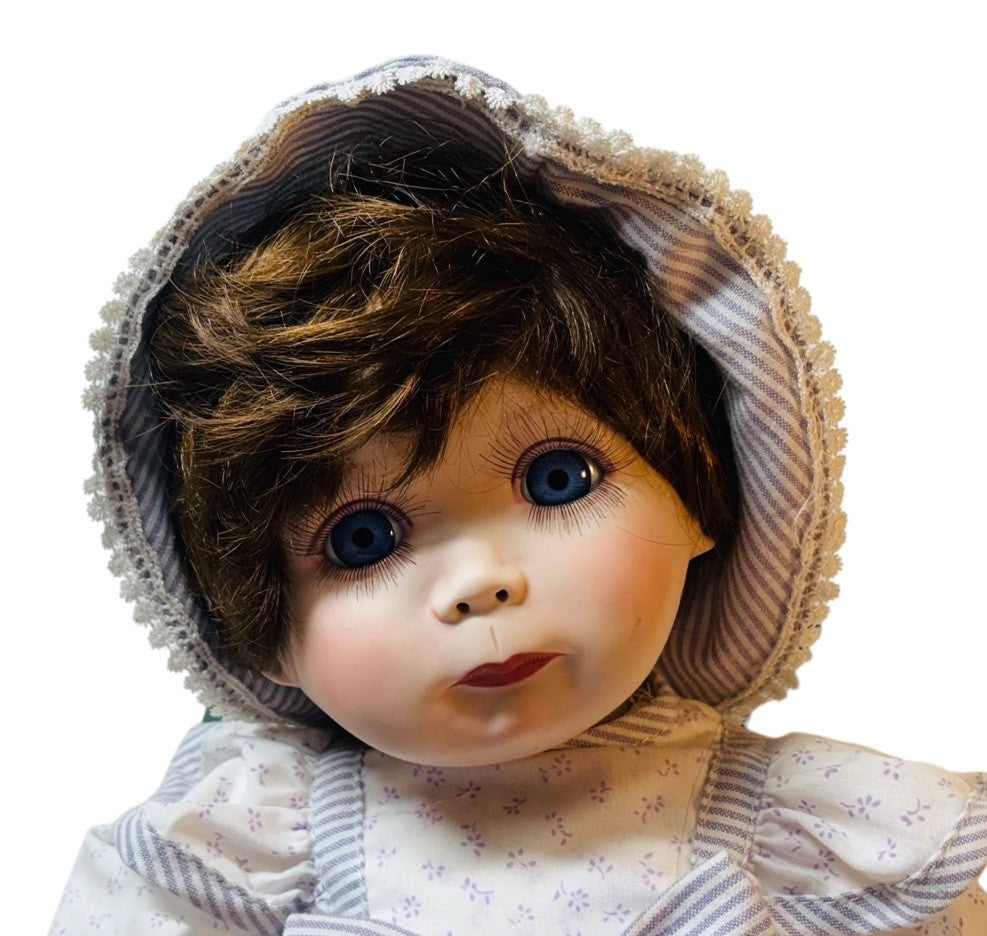 Virginia Turner 1992 Porcelain Doll Danielle Large Blue Eyes H-17” & 2.4Lbs.