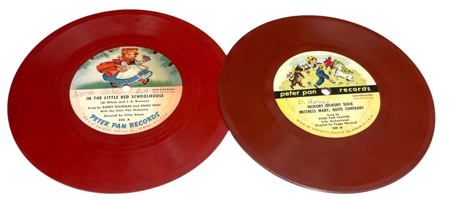 Peter Pan & Playtime Children's Records 45 RPM, Favorites Songs, Lot of 8