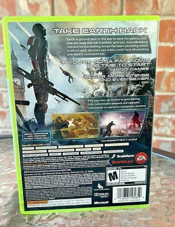 Mass Effect 3 Xbox 360, (Microsoft) "3 GAME DISCS" 2012 "EXCELLENT CONDITION"