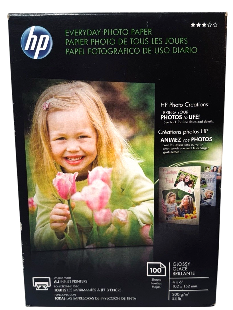HP Genuine Everyday Photo Paper 100 Sheets 4x6"/102X152mm Glossy NEW #503