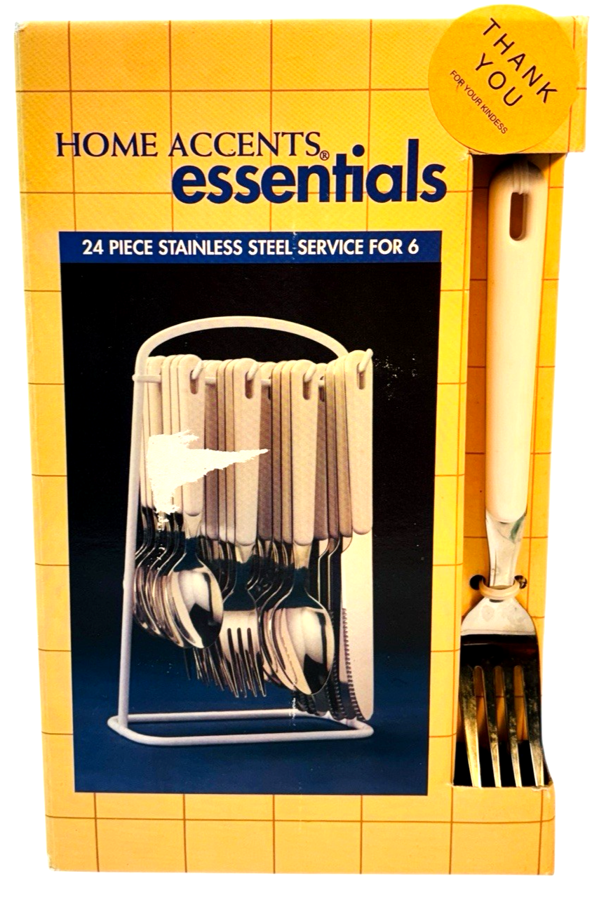 24-PIECE STAINLESS STEEL SILVERWARE SET FOR 6 HOME ACCENTS ESSENTIALS