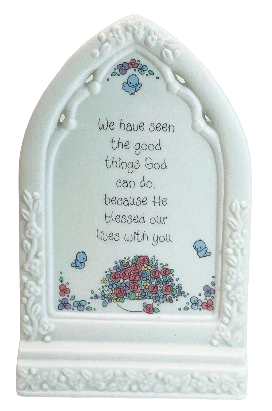 Precious Moments GIRL HOLDING CROSS PLAQUE 1993 Enesco - 255866
