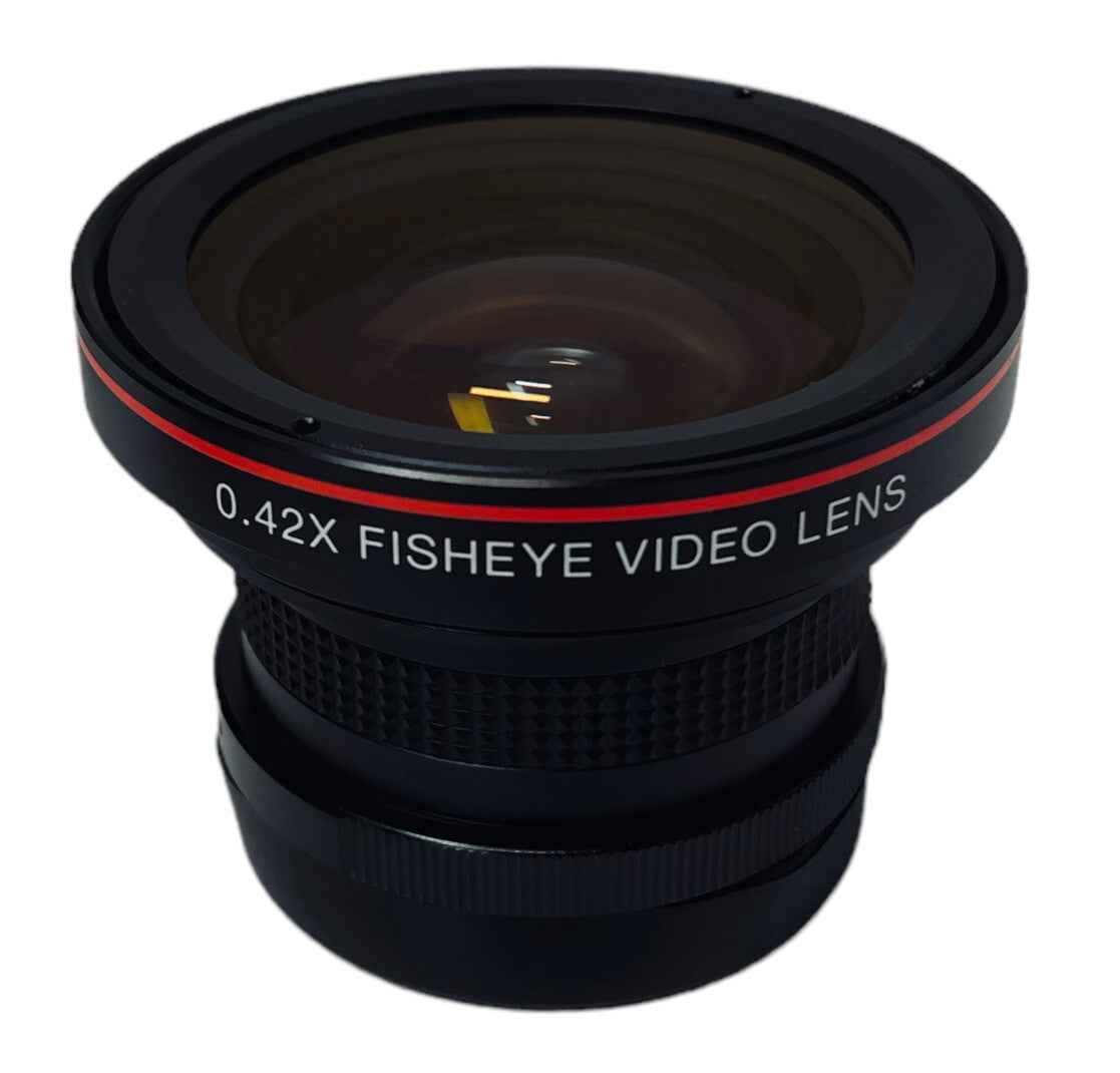 LENS ULTRA WIDE-ANGEL VIDEO VIVITAR 0.42X W/CASE, 3-ADAPTER RINGS & MANUAL.