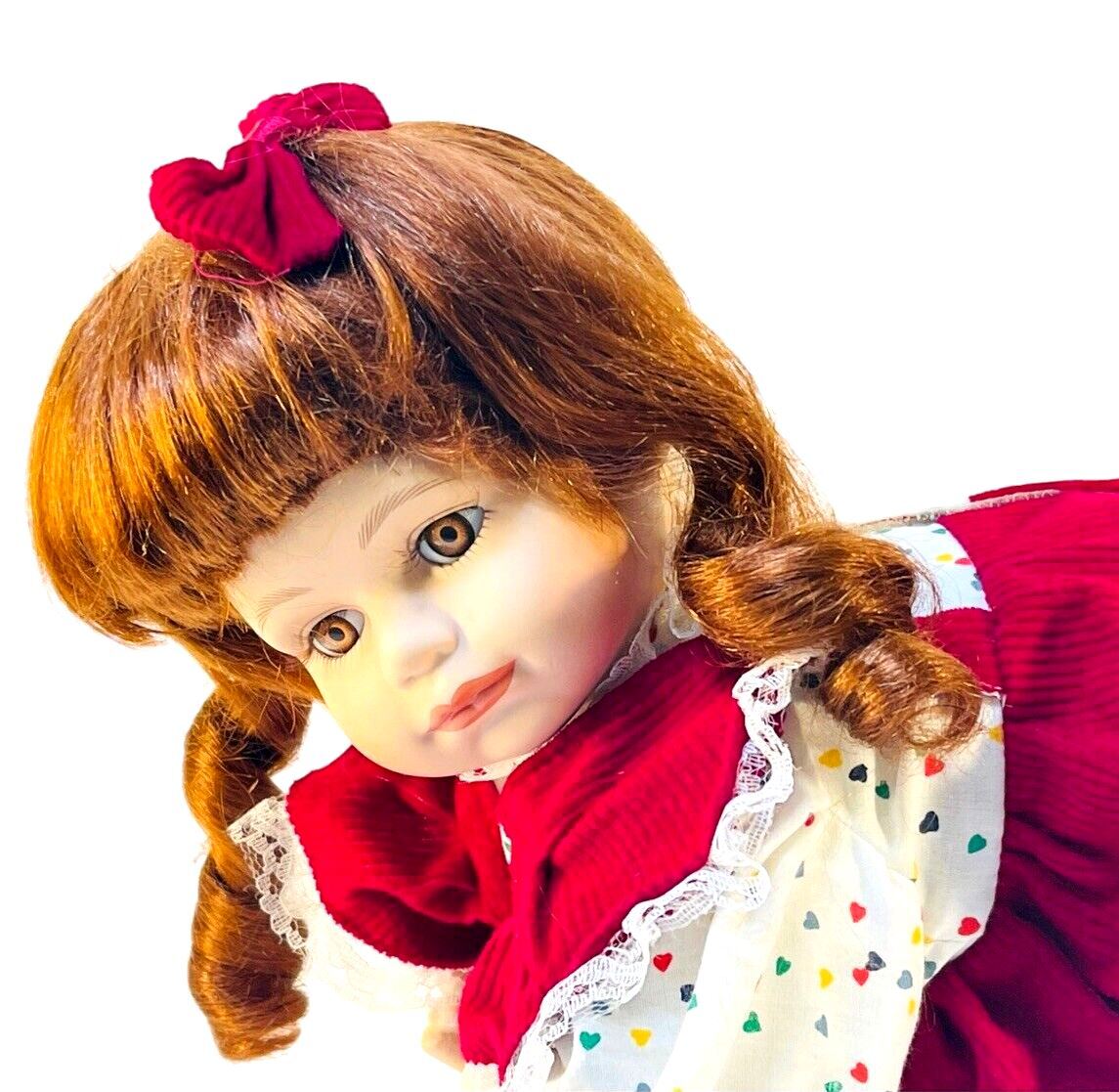 BEAUTIFUL PORCELAIN DOLL BRUNTTE~BROWN EYES L 20''XW 6''XH 10''~WT. 2.2 lbs.