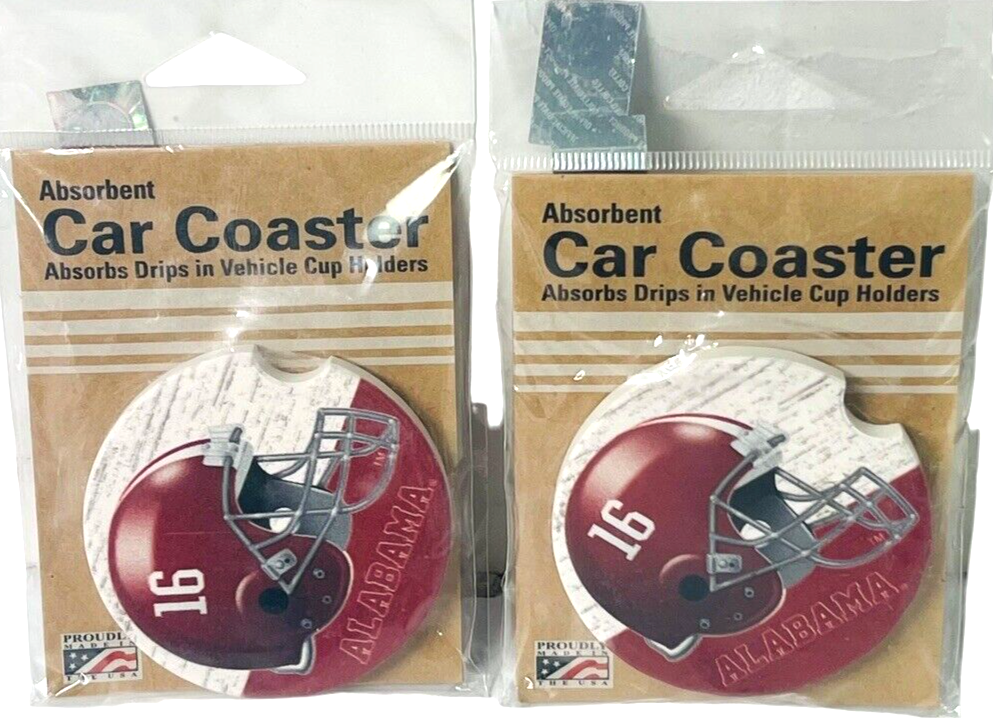 LOT OF 4 UNIVERSITY OF ALABAMA CAR COASTERS OFFICIAL LICENSE ABSORBENT 2 1/2" RD