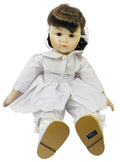 Adorable 16” Porcelain Doll Brunette W/Brown Hair Wearing 2-Piece Dress Set.