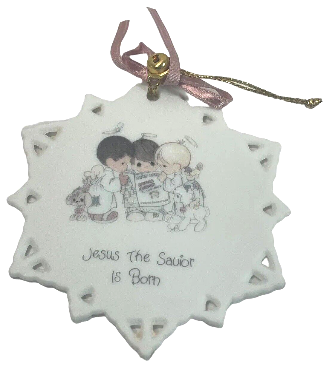1998 Precious Moments Enesco - SNOWFLAKE HANGING ORNAMENTS - Set of 4