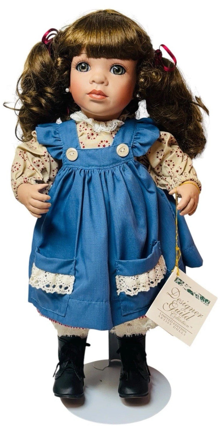 1993 Designer Guild "ANNABELLE" Porcelain 15'' Doll w/Rag Dolls By Linda Steele