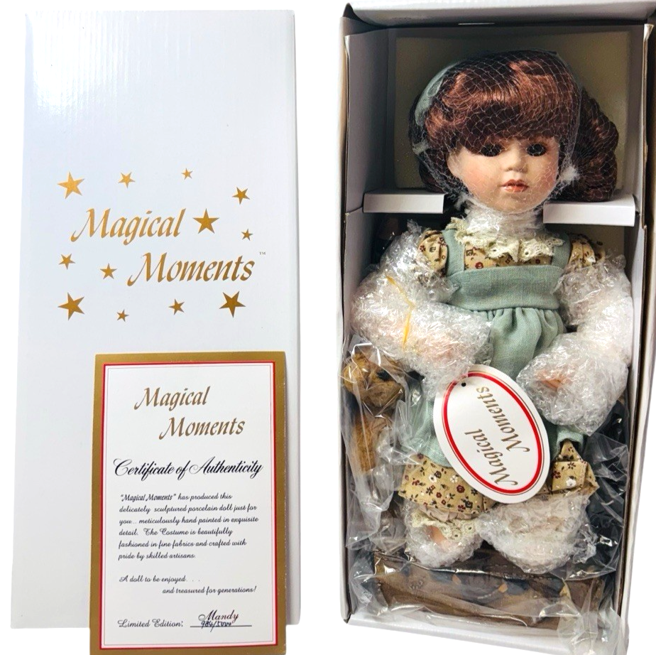 NEW Magical Moments Porcelain Doll MANDY w/COA, Accessories, Original Box, NRFB.