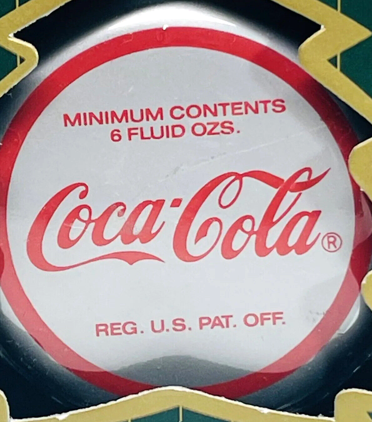 1990 Coca Cola Bottle Cap Christmas Ornament, Santa Drinking Cola!