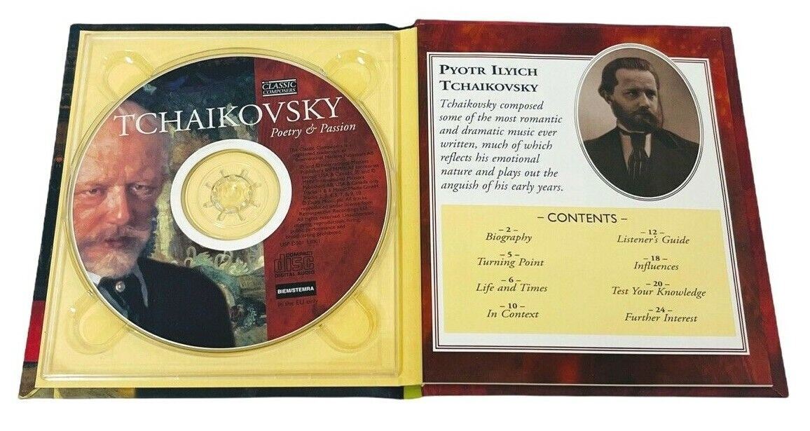 CLASSIC COMPOSERS LISZT, TCHAIKOVSKY, & BRAHMS CDs w/24 PAGE BIOGRAPHY, LOT OF 3