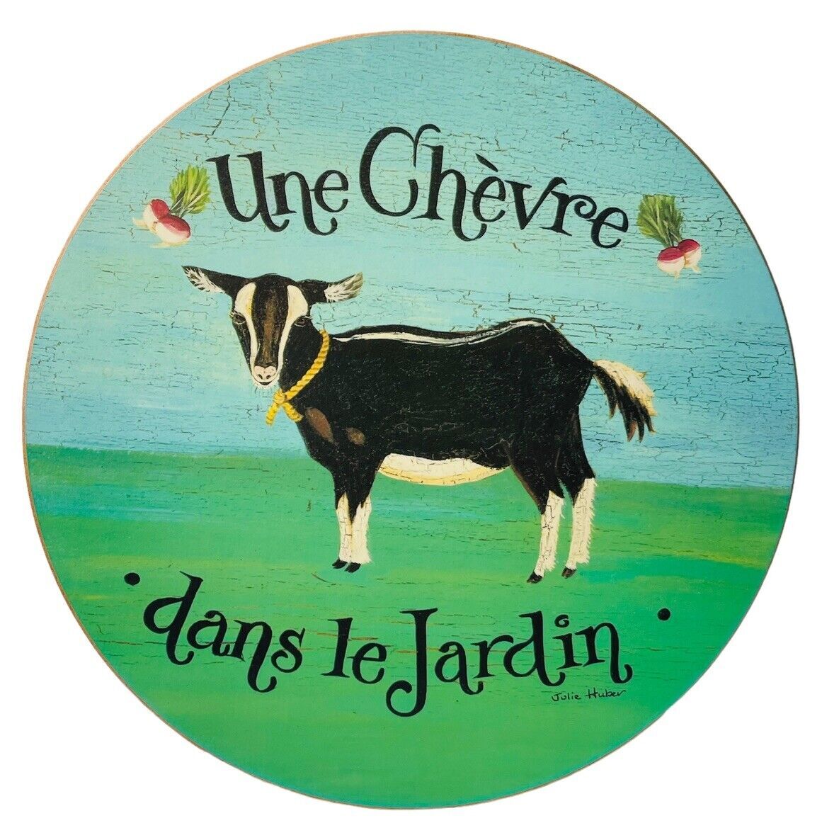 HOT PLATES PADS 10X10" PIG~COW~RABBIT IN THE GRADEN~TRIVETS-WRITTEN IN FRENCH