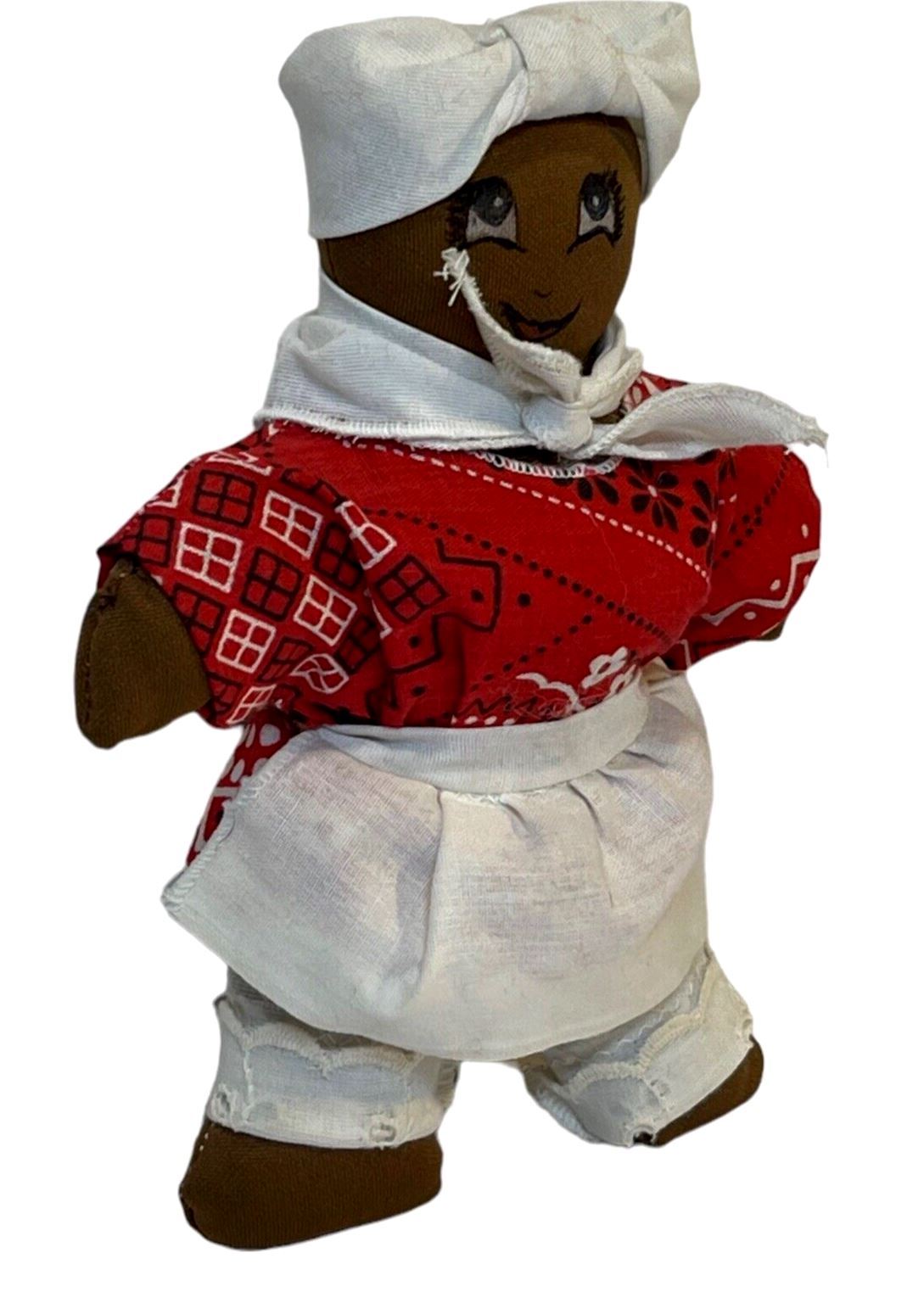 Cloth Doll African American "WERAING BANDANA TOP & WHITE PUFF PANTS" Vintage