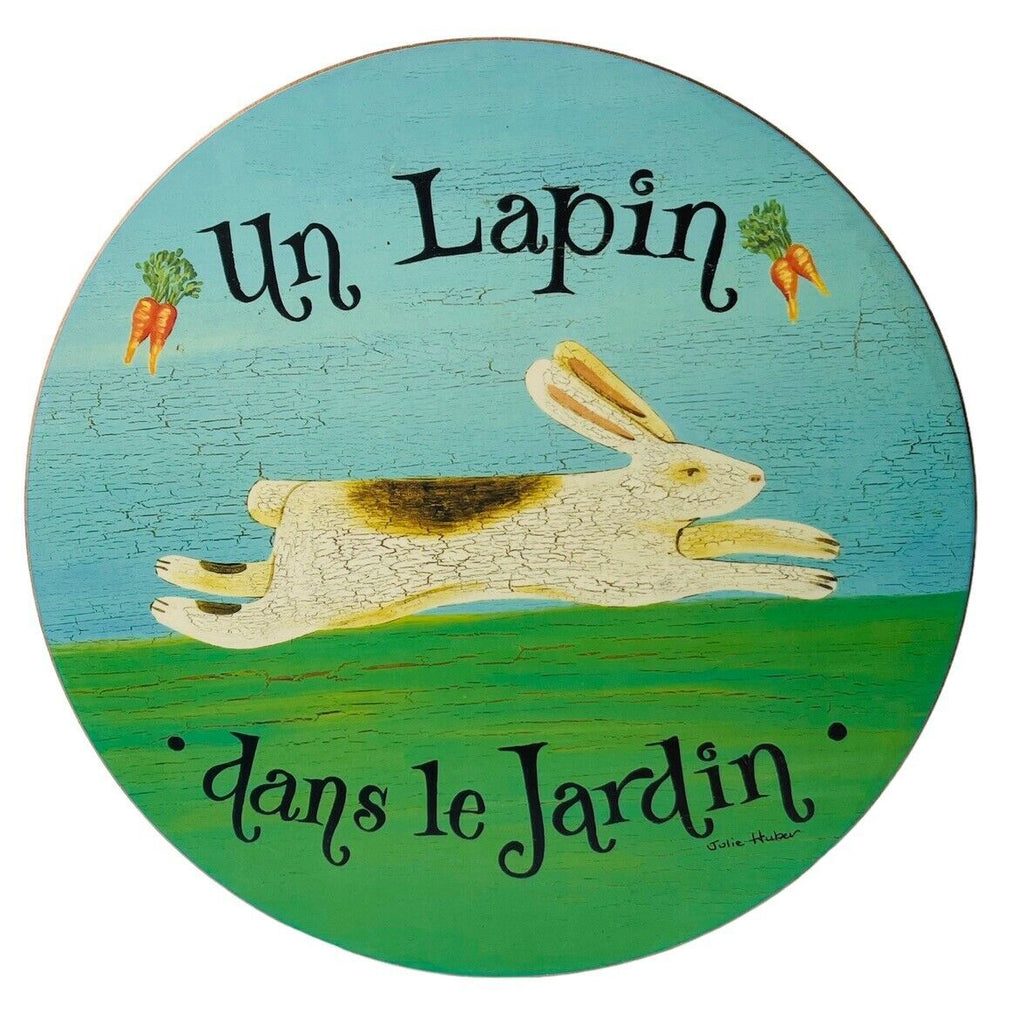 HOT PLATES PADS 10X10" PIG~COW~RABBIT IN THE GRADEN~TRIVETS-WRITTEN IN FRENCH
