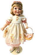 Danbury Mint Porcelain Doll "FLOWER GIRL" 16" In Original Box By Karen Scott