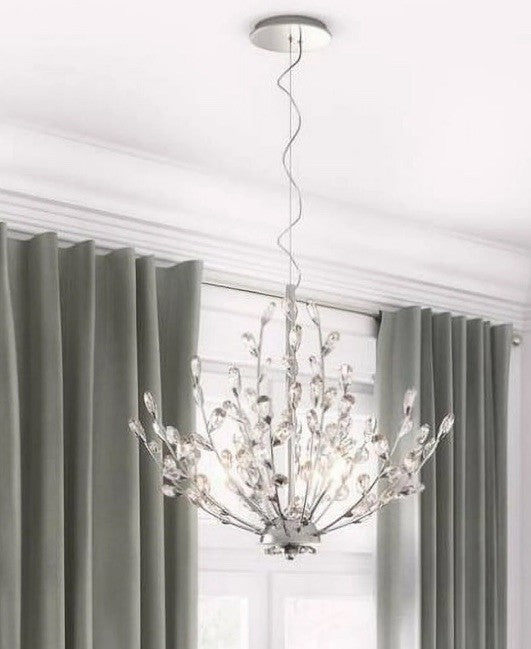 Home Decorators Collection Hetcherson Crystal 5-Light Pendant, Chrome Finish NIB