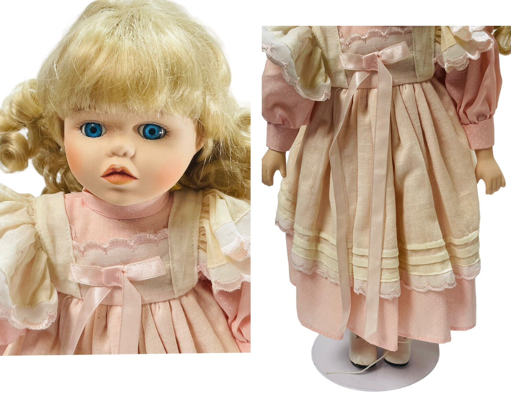 Lot of 3 VINTAGE PORCELAIN DOLLS "SWEET IN PINK" 10", 14" & 18" ~ PEROWNED.
