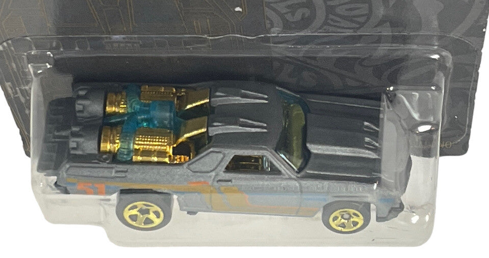 CUSTOM '71 EL CAMINO CAR 51, GHN94-K9101L ~ SILVER w/GOLD RIMS ~ Hot Wheels-NEW