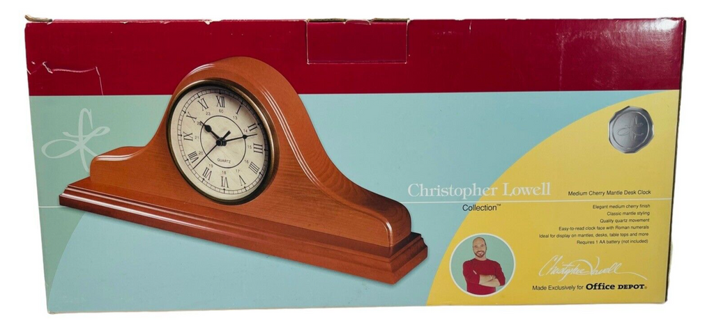 Quartz Wooden Mental Clock, Christopher Lowell In Original Box. TESTED/WORK.