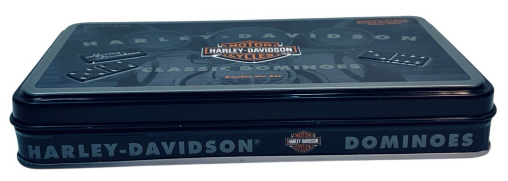 New Vtg  2003 Harley-Davidson Classic Dominoes Set In Metal Container