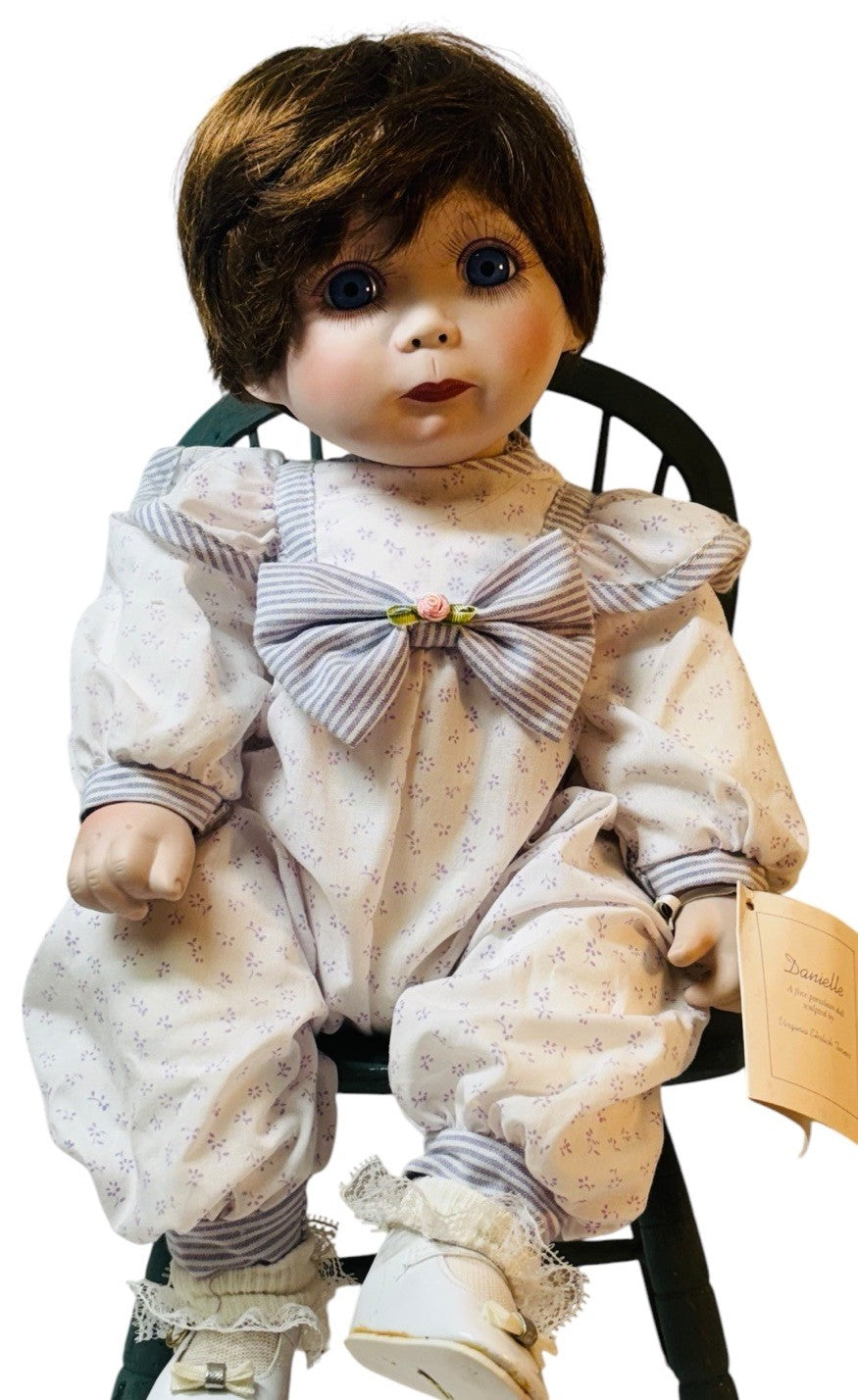 Virginia Turner 1992 Porcelain Doll Danielle Large Blue Eyes H-17” & 2.4Lbs.