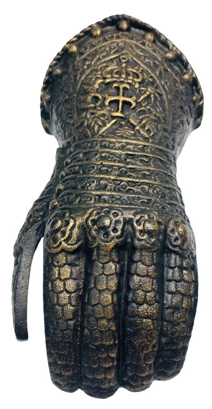 Medieval Armor Glove Gauntlet Display, French Knight, 6"W x 3"D x 12"H & 4 lbs.