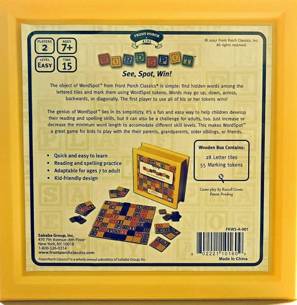 Word Sport Game, with 28 Letter Tiles & 55 Marking Tokens - Front Porch - MINT